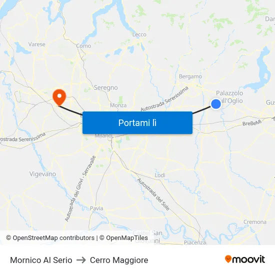 Mornico Al Serio to Cerro Maggiore map