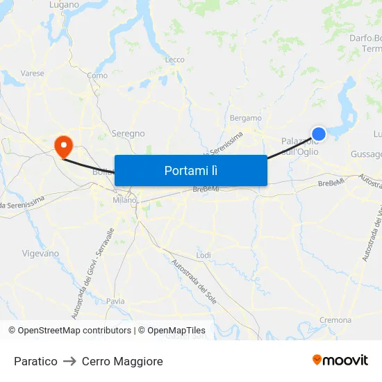 Paratico to Cerro Maggiore map