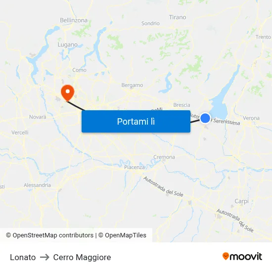 Lonato to Cerro Maggiore map
