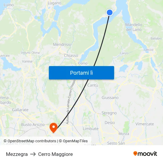 Mezzegra to Cerro Maggiore map