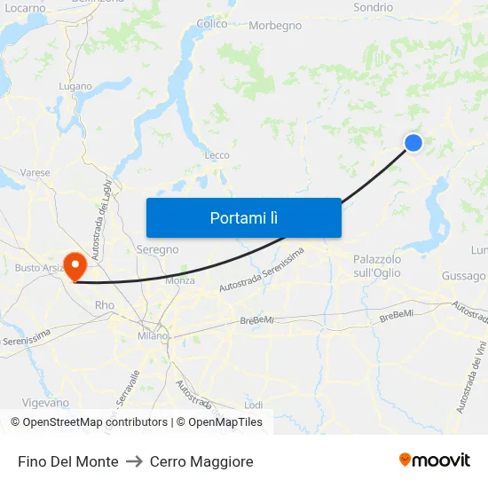 Fino Del Monte to Cerro Maggiore map