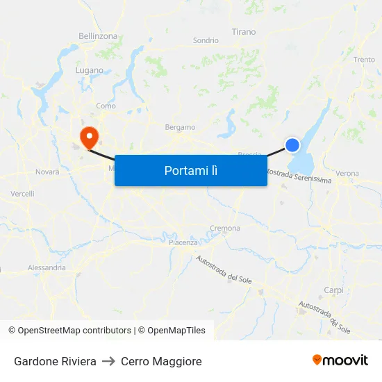 Gardone Riviera to Cerro Maggiore map