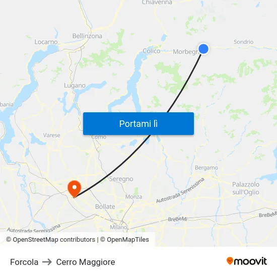 Forcola to Cerro Maggiore map