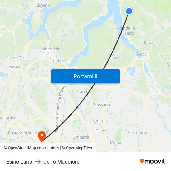 Esino Lario to Cerro Maggiore map