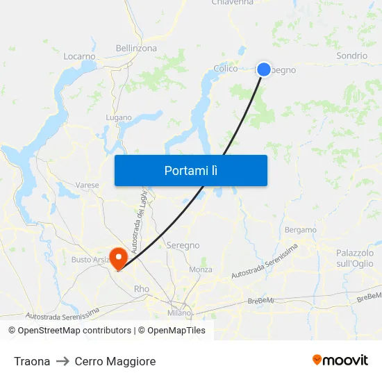 Traona to Cerro Maggiore map