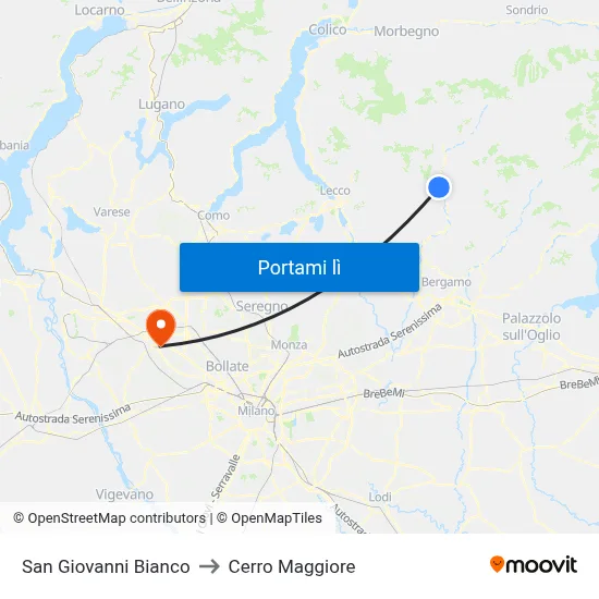 San Giovanni Bianco to Cerro Maggiore map