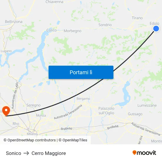 Sonico to Cerro Maggiore map