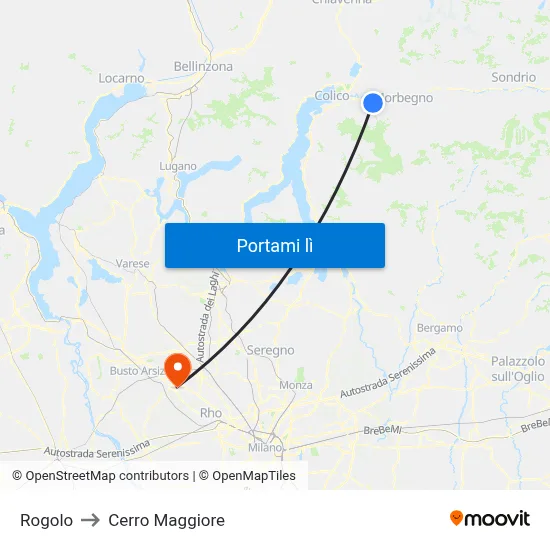 Rogolo to Cerro Maggiore map