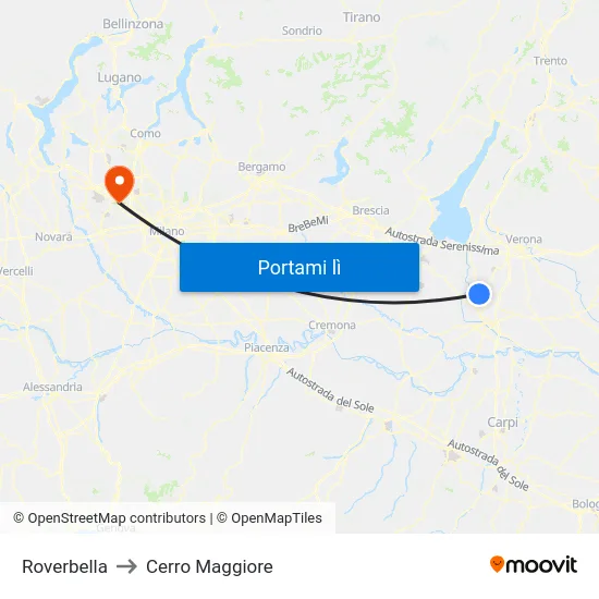 Roverbella to Cerro Maggiore map