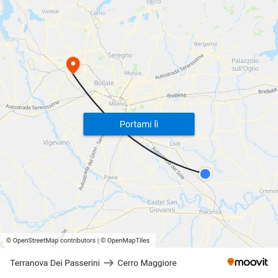 Terranova Dei Passerini to Cerro Maggiore map
