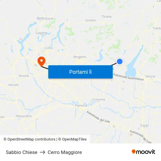 Sabbio Chiese to Cerro Maggiore map