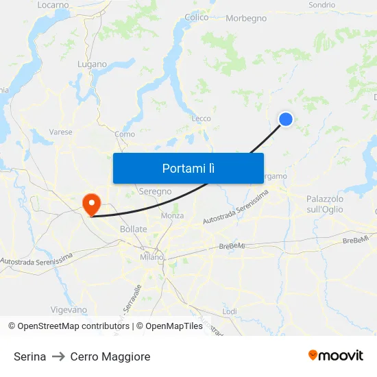 Serina to Cerro Maggiore map