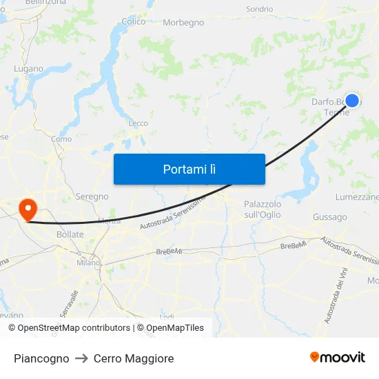 Piancogno to Cerro Maggiore map