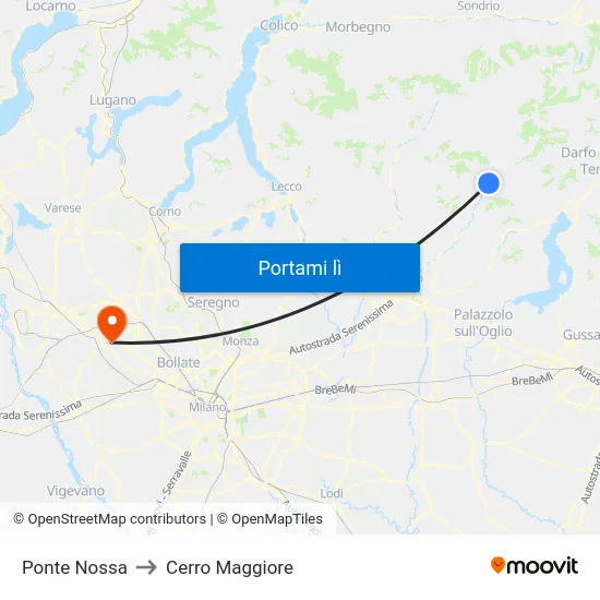 Ponte Nossa to Cerro Maggiore map