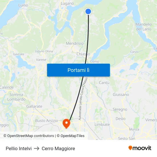 Pellio Intelvi to Cerro Maggiore map