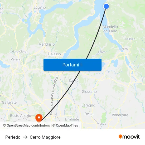 Perledo to Cerro Maggiore map