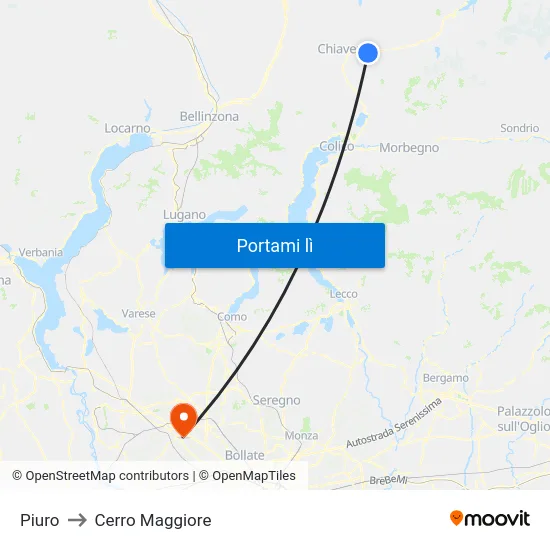 Piuro to Cerro Maggiore map