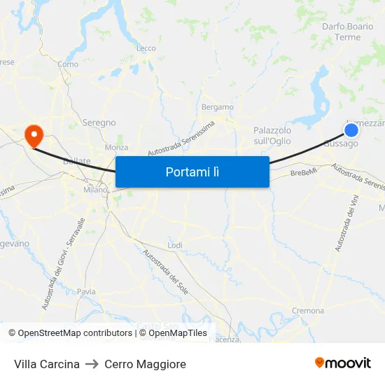 Villa Carcina to Cerro Maggiore map
