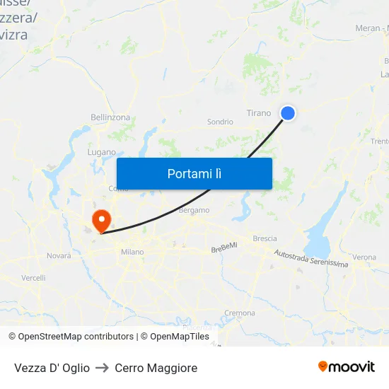 Vezza D' Oglio to Cerro Maggiore map