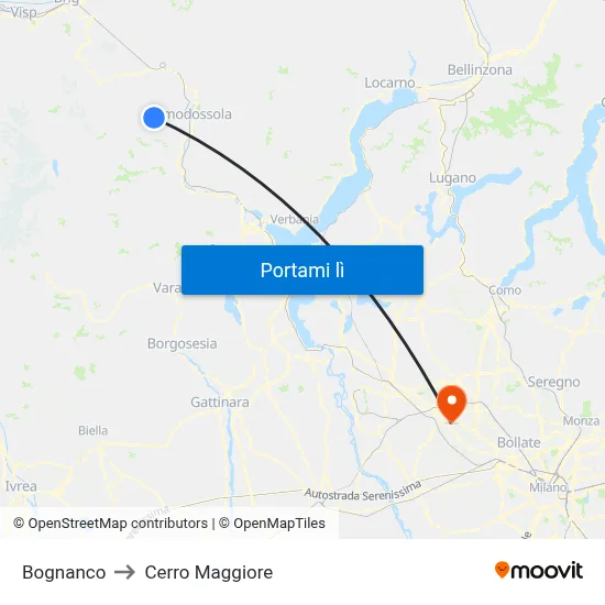 Bognanco to Cerro Maggiore map