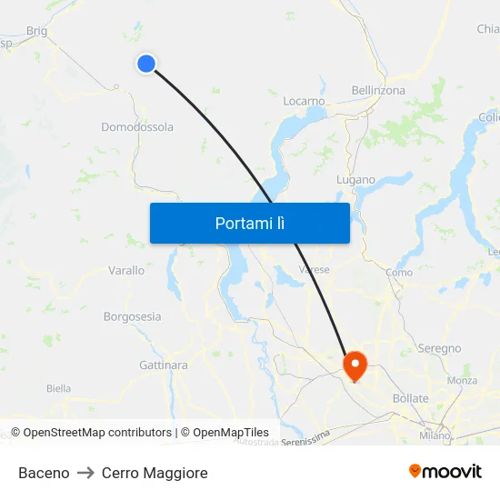 Baceno to Cerro Maggiore map