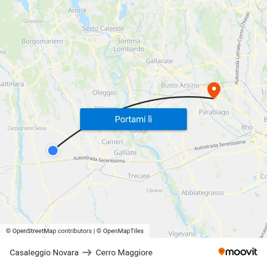 Casaleggio Novara to Cerro Maggiore map