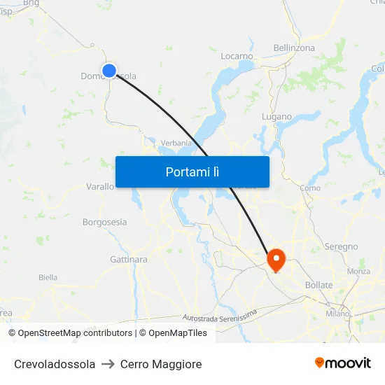 Crevoladossola to Cerro Maggiore map