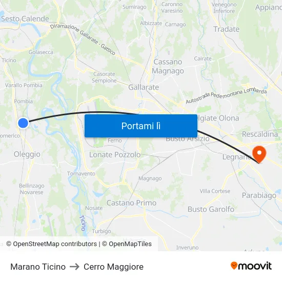 Marano Ticino to Cerro Maggiore map