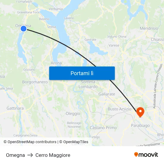 Omegna to Cerro Maggiore map