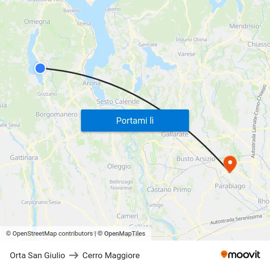 Orta San Giulio to Cerro Maggiore map