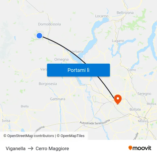 Viganella to Cerro Maggiore map