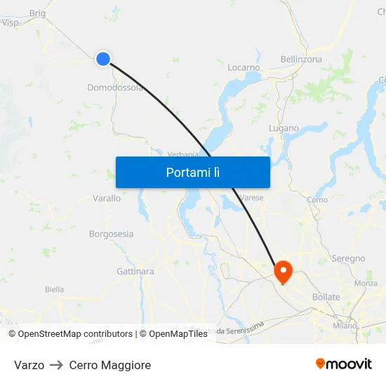 Varzo to Cerro Maggiore map