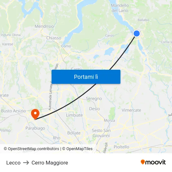 Lecco to Cerro Maggiore map