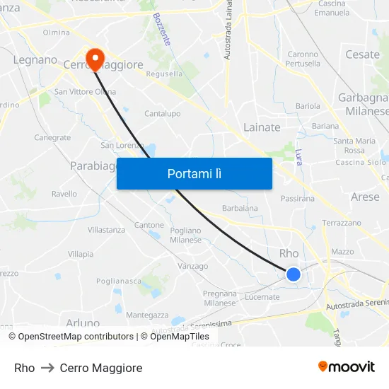 Rho to Cerro Maggiore map