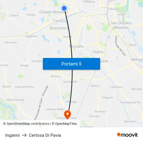 Inganni to Certosa Di Pavia map
