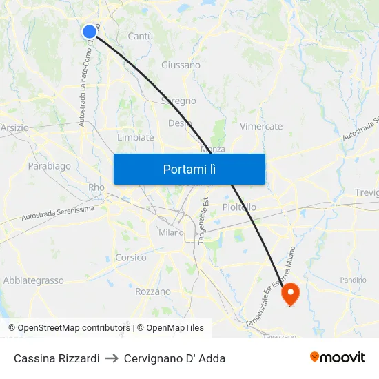 Cassina Rizzardi to Cervignano D' Adda map
