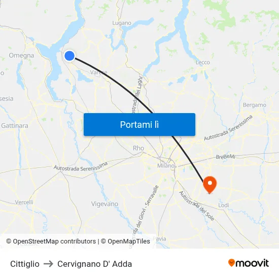 Cittiglio to Cervignano D' Adda map