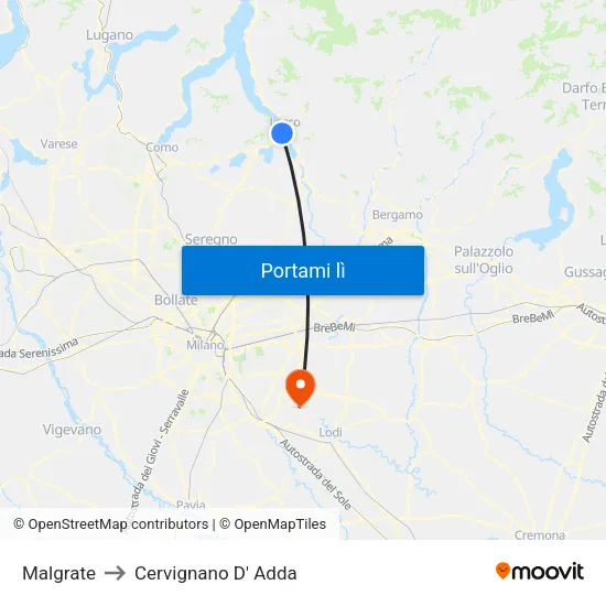 Malgrate to Cervignano D' Adda map