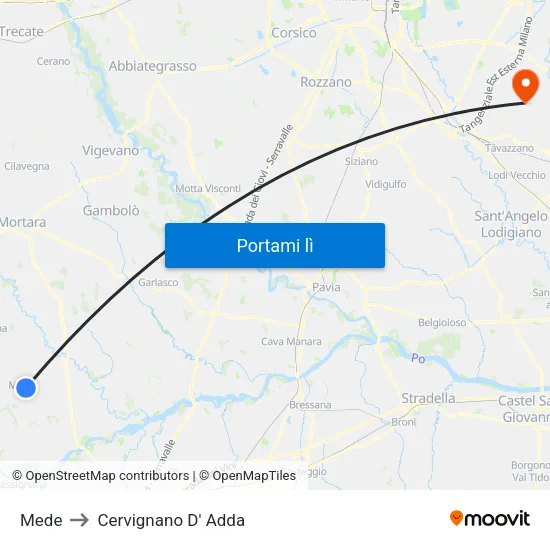 Mede to Cervignano D' Adda map