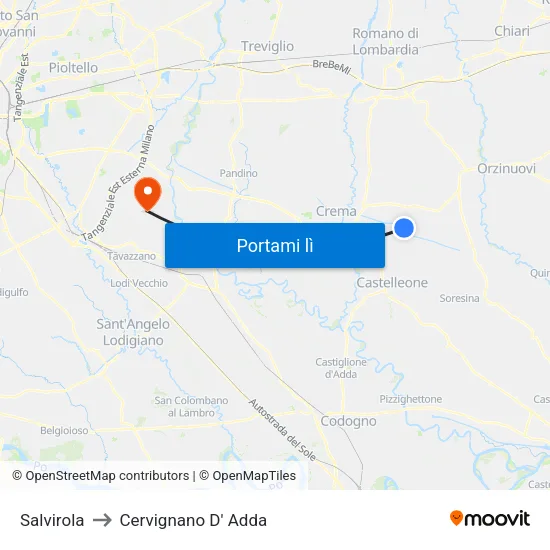 Salvirola to Cervignano D' Adda map