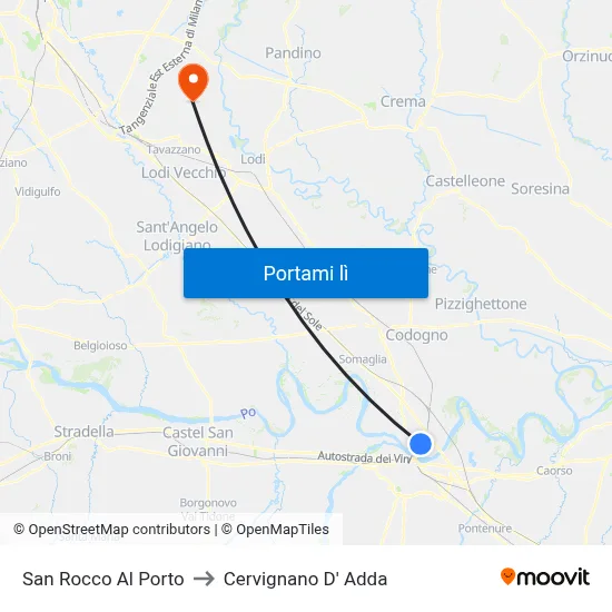 San Rocco Al Porto to Cervignano D' Adda map
