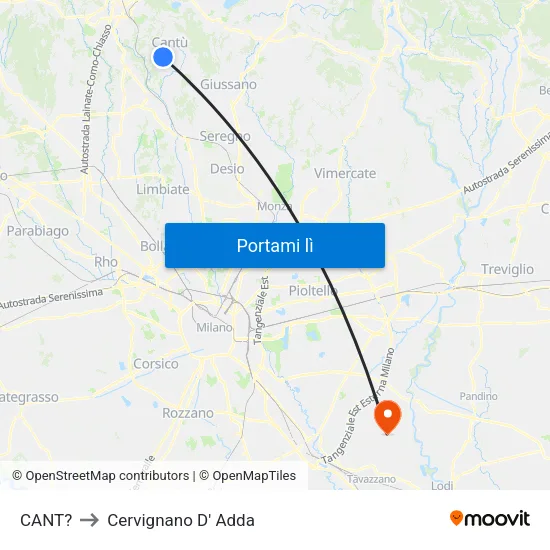 CANT? to Cervignano D' Adda map