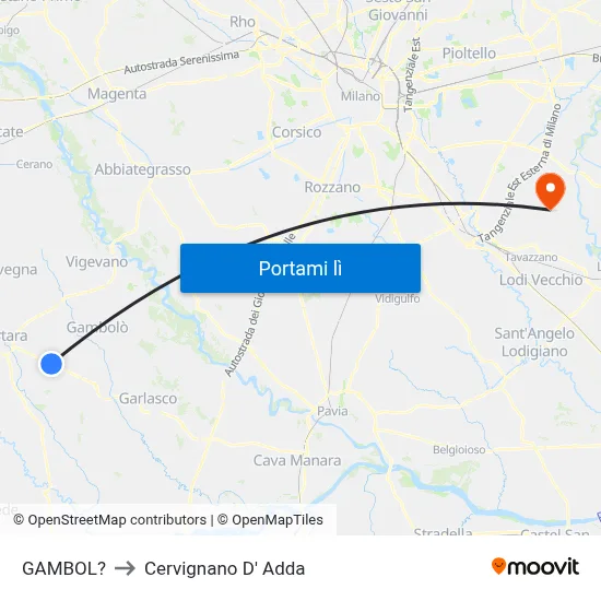 GAMBOL? to Cervignano D' Adda map