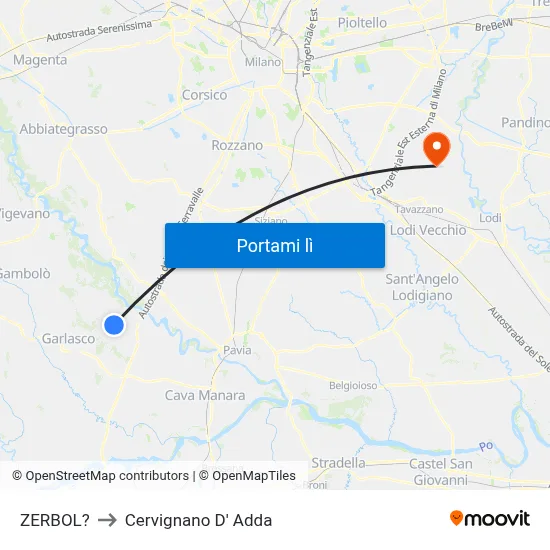 ZERBOL? to Cervignano D' Adda map
