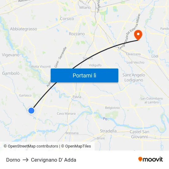 Dorno to Cervignano D' Adda map
