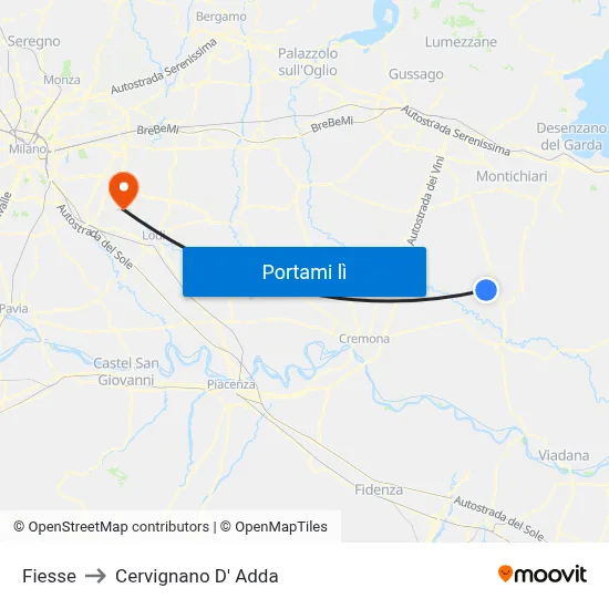 Fiesse to Cervignano D' Adda map
