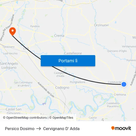 Persico Dosimo to Cervignano D' Adda map