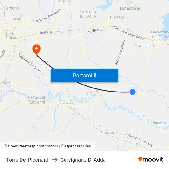 Torre De' Picenardi to Cervignano D' Adda map