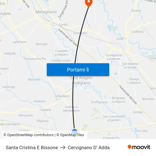 Santa Cristina E Bissone to Cervignano D' Adda map