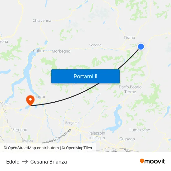 Edolo to Cesana Brianza map